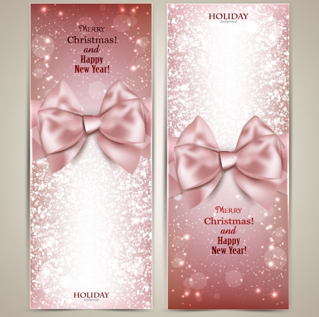 Greeting cards with bows and copy space. Vector illustrationのイラスト素材
