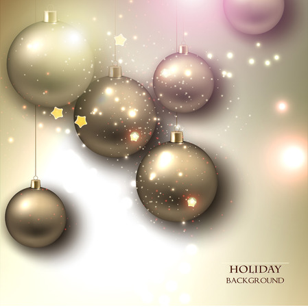 Christmas background with balls. Golden Xmas baubles. Vectorのイラスト素材