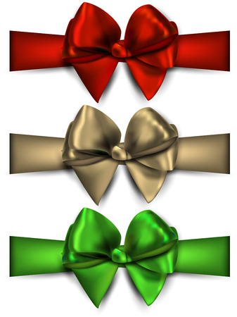 Realistic gift bows on white background. Vector illustration.のイラスト素材