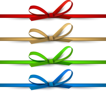 Realistic gift bows on white background. Vector illustration.のイラスト素材