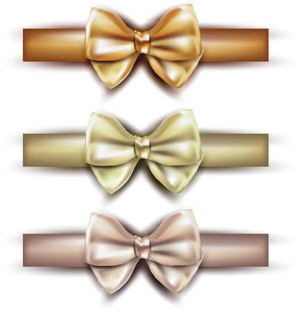 Realistic gift bows on white background. Vector illustration.のイラスト素材