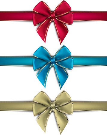 Realistic gift bows on white background. Vector illustration.のイラスト素材