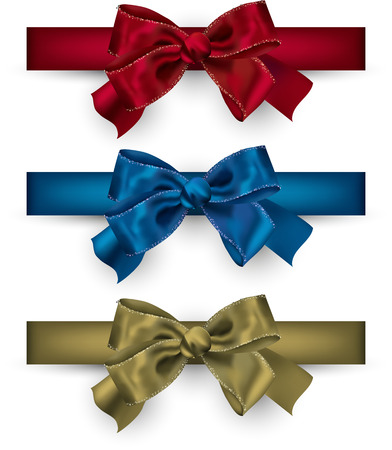 Realistic gift bows on white background. Vector illustration.のイラスト素材