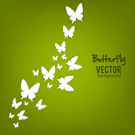 Beautiful summer background with white paper butterflyのイラスト素材