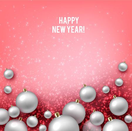 Christmas background with balls. White Xmas baubles. Vectorのイラスト素材