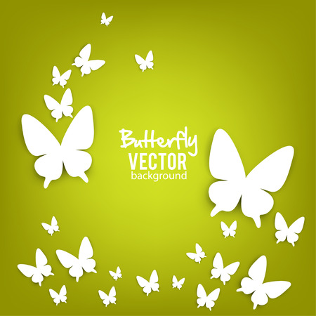 Beautiful summer background with white paper butterflyのイラスト素材