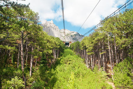 Cable Car way to mountainsの写真素材