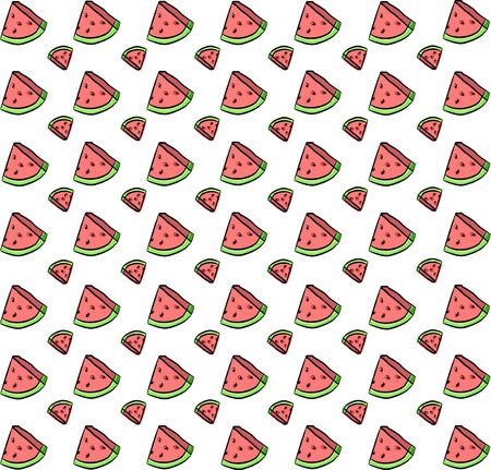 Cute seamless background with watermelon slices. Vector illustrationのイラスト素材