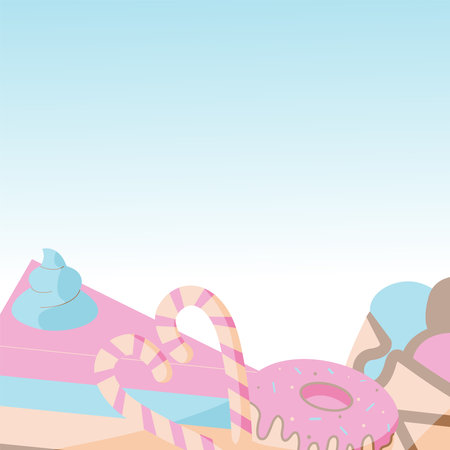 Sample of menu cover, flyer for baking, bakery shop, cooking, sweet products, dessert, pastry. Vector illustration.のイラスト素材