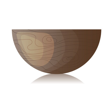 Wooden bowl isolated on white background. Wooden bowl vector illustration.のイラスト素材
