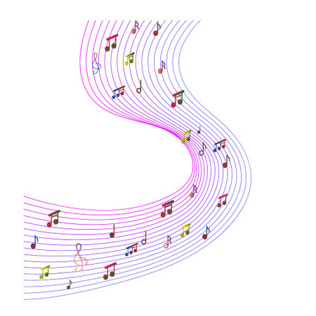Colorful musical notes on the white background. vector illustration.のイラスト素材