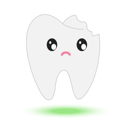 damaged or unhealthy human tooth hurts. Vector illustrationのイラスト素材