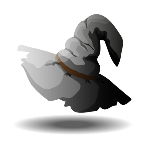 Black witches hat. Vector illustration. halloweenのイラスト素材
