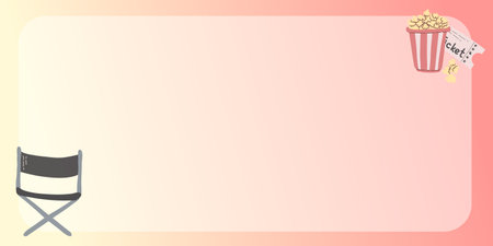 Cinema horizontal banners with popcorn and director chair vector illustration for show schedule, cinema flyer, poster with space for text.のイラスト素材