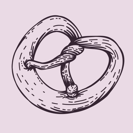 Hand drawn decorative bread bakery isolated on background Vector tasty pretzel illustration. Brezel sketch ink drawing, engraving, etching. Image for menu cover, restaurant, poster, banner, flyer and packaging, display window design.のイラスト素材
