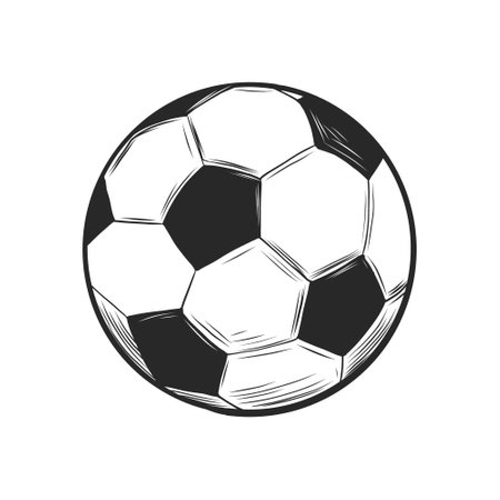Soccer ball icon isolated on white background.  Vector Illustration. vintage engraving sketch. Football sports symbol, Championship soccer goal World Footballのイラスト素材