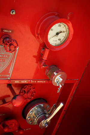 Details of old red fire truck