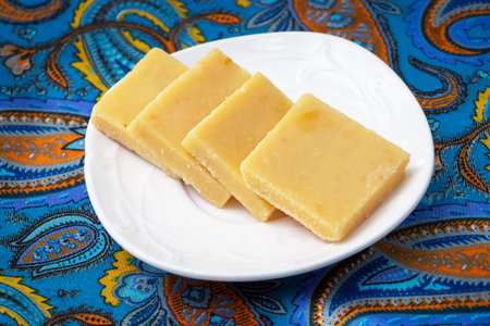 Burfi or Barfi famous Indian sweets. Popular festival food from India. Selective focus.