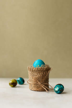 Easter celebration. Cakes and Easter eggs. colored eggs.の写真素材