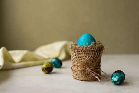 Easter celebration. Cakes and Easter eggs. colored eggs.の写真素材