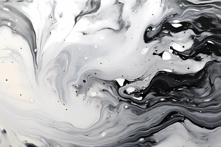 Black and white abstract background. Liquid marble pattern. Monochrome texture.の素材
