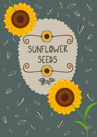 Template for sunflower seeds packaging and labelsのイラスト素材