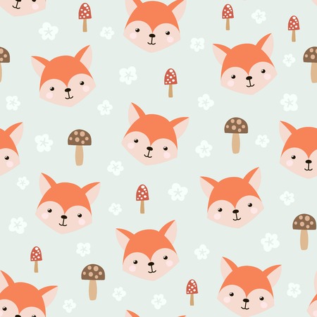 Cute seamless pattern with funny foxのイラスト素材