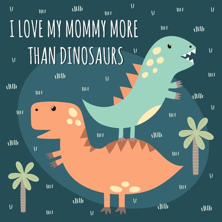 Print with cute dinosaursのイラスト素材