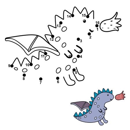Connect the dots and draw a cute little dragonのイラスト素材