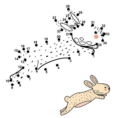 Dot to dot game with cute jumping rabbitのイラスト素材