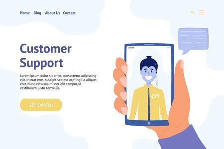 Online assistant banner template for web design. Chatbot concept with a robotのイラスト素材