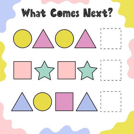 What comes next puzzle for kids. Continue the geometric patternのイラスト素材