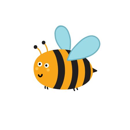 Cute little bee isolated element. Funny insectのイラスト素材