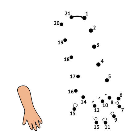 Dot to dot game for kids. Connect the dots and draw a handのイラスト素材