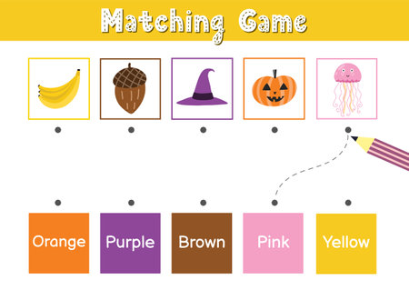 Match elements by color. Educational game for school and preschool. Sorting activity puzzleのイラスト素材