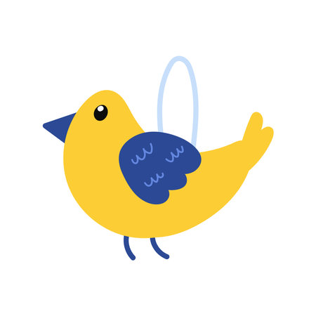 Cute bird Christmas tree toy in cartoon style. Winter decorのイラスト素材