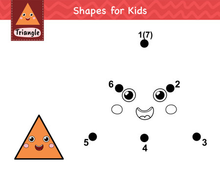 Dot to dot game for kids. Connect the dots and draw a cute triangleのイラスト素材