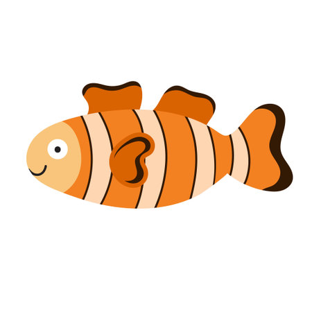 Cute clownfish in cartoon style. Isolated element. Print with a fish for kidsのイラスト素材