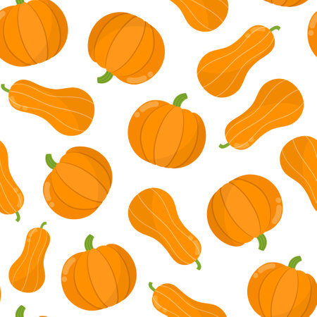 Cute pumpkins seamless pattern. Vegetables food backgroundのイラスト素材