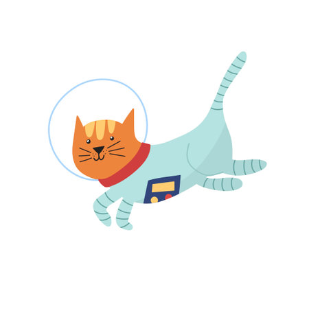 Cute astronaut cat in outer space. Funny print for kidsのイラスト素材
