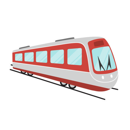 High speed train isolated on white background. Fast transport and railway in flat style. Vector...