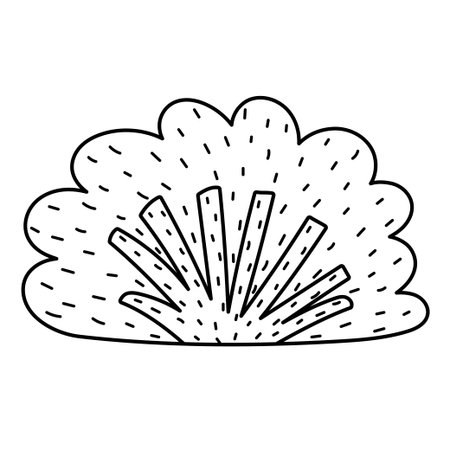 Black and white bush in cartoon style isolated Doodle small tree element for kids design in outline. Great for apparel, prints, stickers. Vector illustrationのイラスト素材