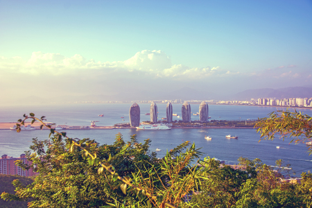panorama of the city of Sanya, a view of the city in the highest point, the island of the Phoenix. Asiaの写真素材