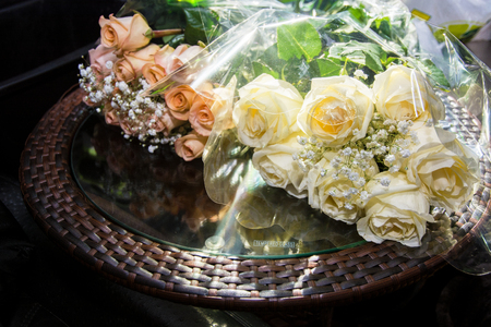 beautiful wedding flowers, bridal bouquet, two people come together in marriage, a symbol of love. wedding magicの写真素材