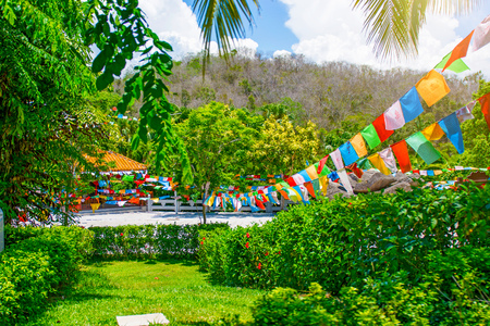 Buddhist Park, open space, many statues and beautiful places on the island of Sanya.Centre of culture and religion.の写真素材