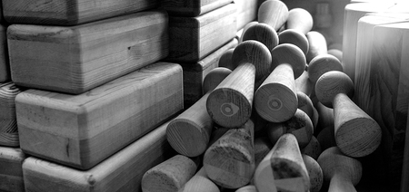 materials for yoga classes, mats, bricks and straps, bowl for meditation. everything you need for yoga. spiritual practice.の写真素材