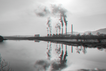 many large pipes of which goes dirty smoke, exhaust fumes and shepherds, above the city, the pollution of Wednesdayの写真素材