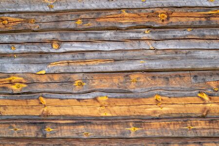 The surface of an old wooden cracked wall. Dried wood textureの写真素材
