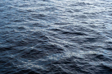 A lot of waves on lake surface. Water texture, natural spring - summer background. Sunny day in nature. Ripple, little wave.の写真素材