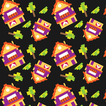 Urban design pattern colorful vector decorative housesのイラスト素材